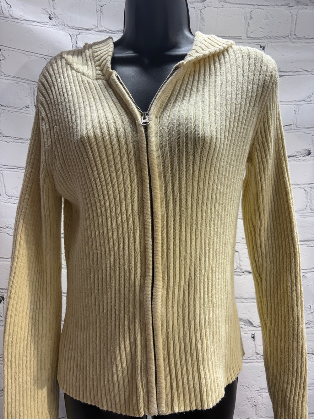 Sonoma Yellow Ribbed Zip Hoodie Cardigan